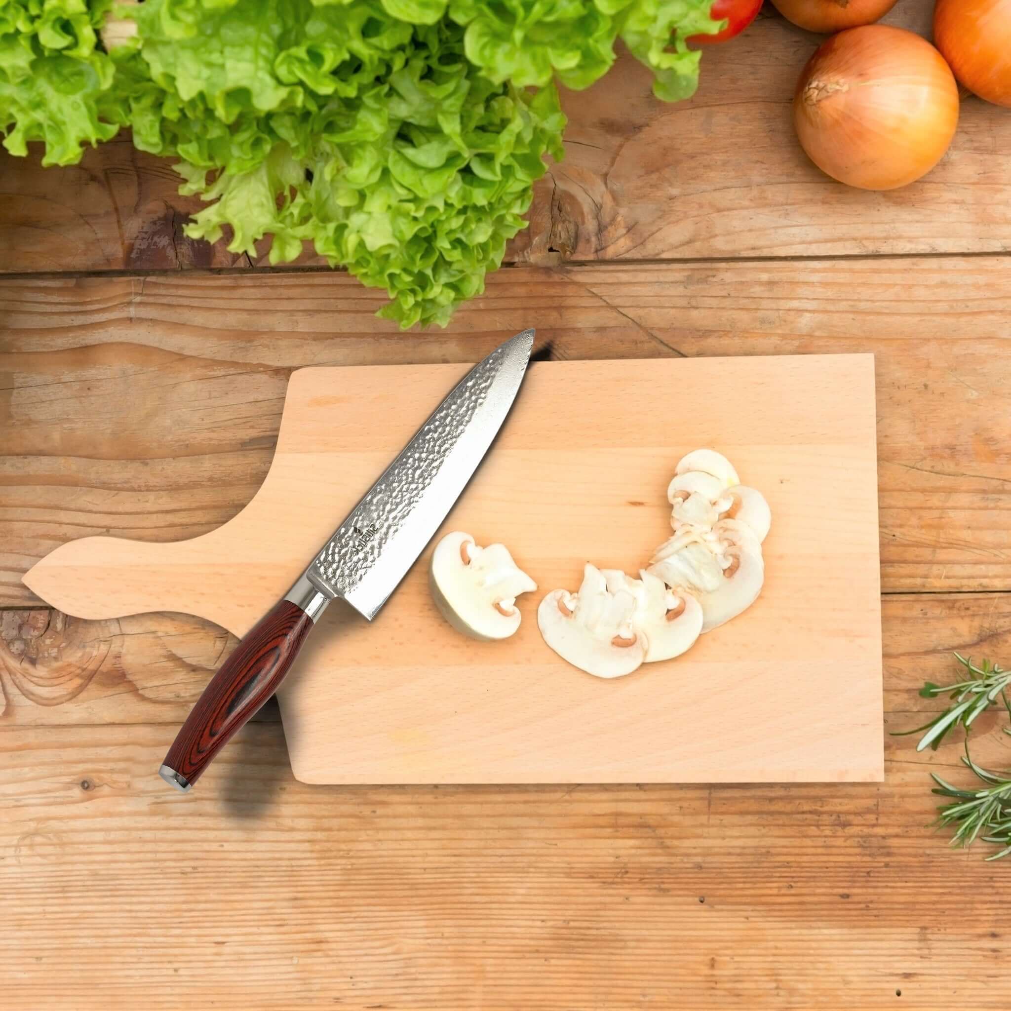 Damascus Steel Knife - Chef Hammered Blade