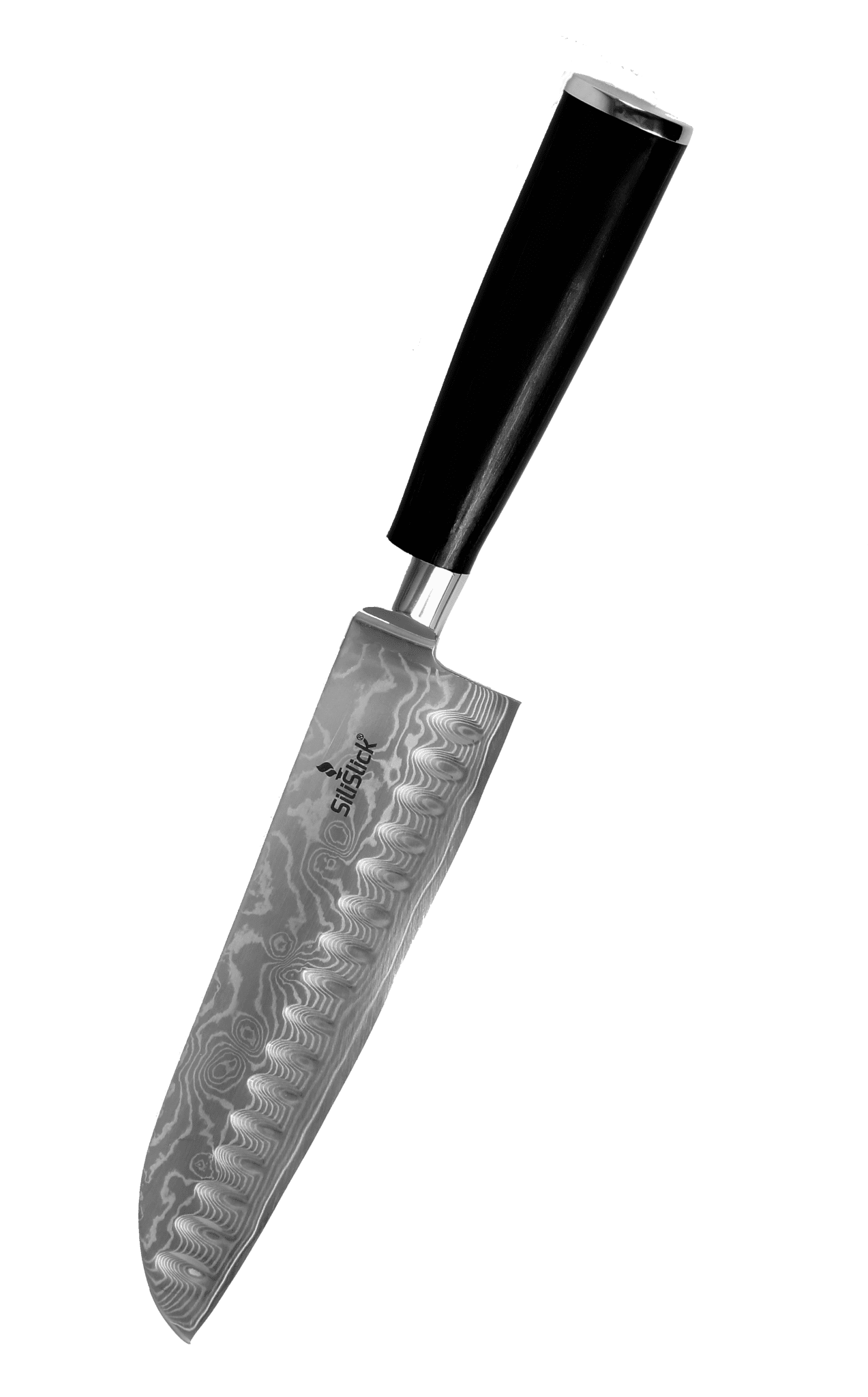 Damascus Stainless Steel Knife - Santoku Wave Design