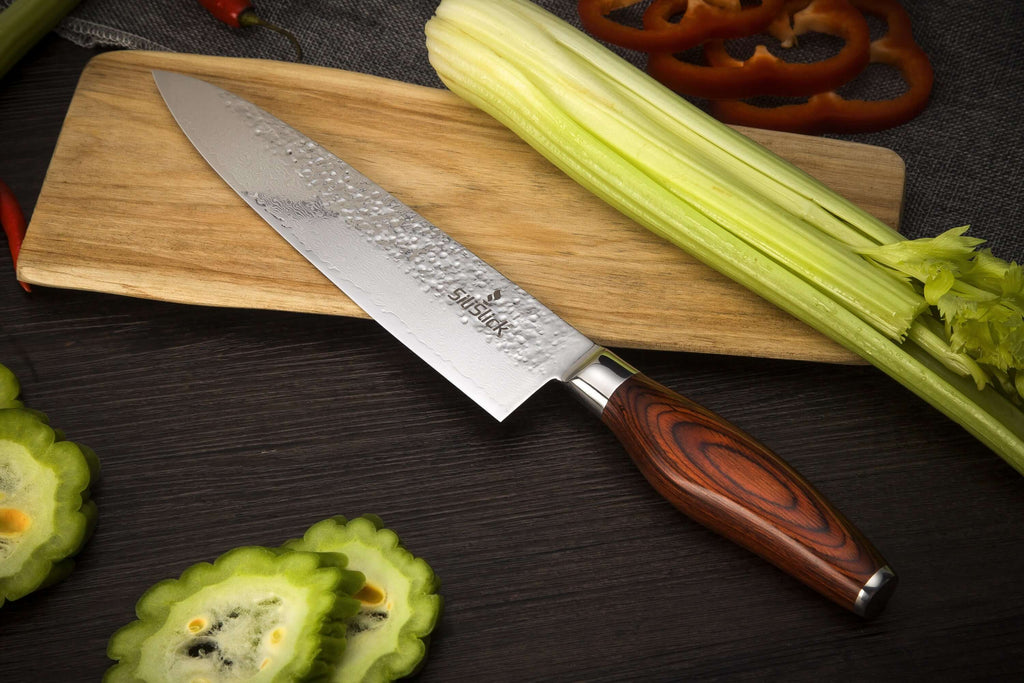 Damascus Steel Knife - Chef Hammered Blade